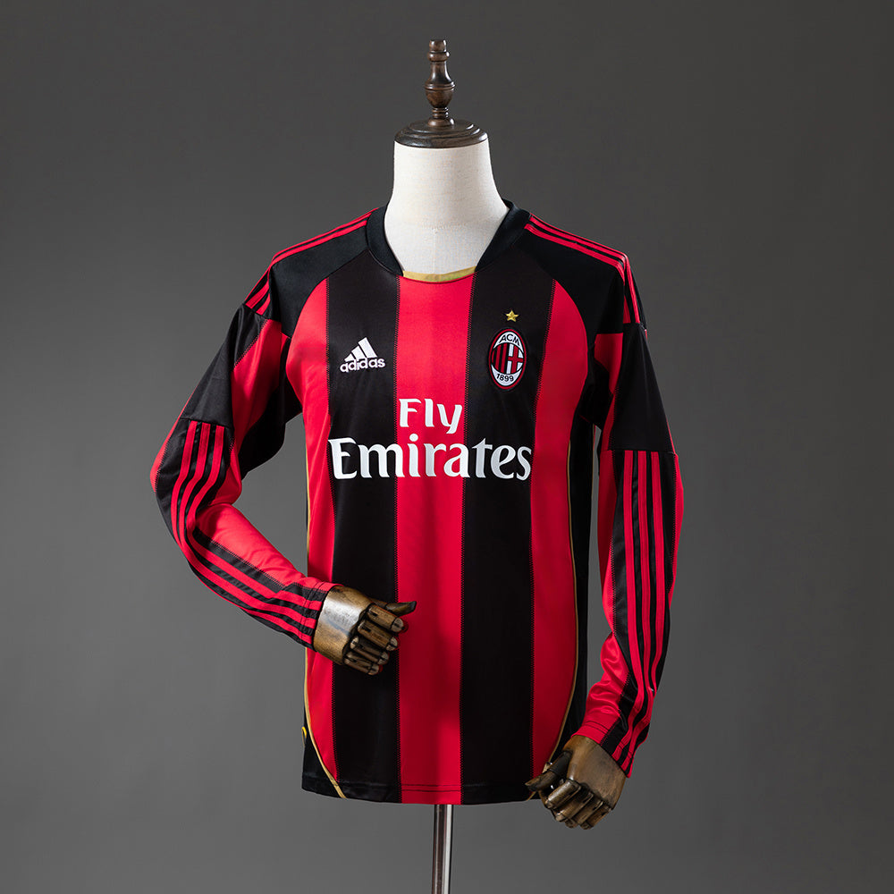 AC Milan Principal Retrô Manga Longa Camisa 10/11
