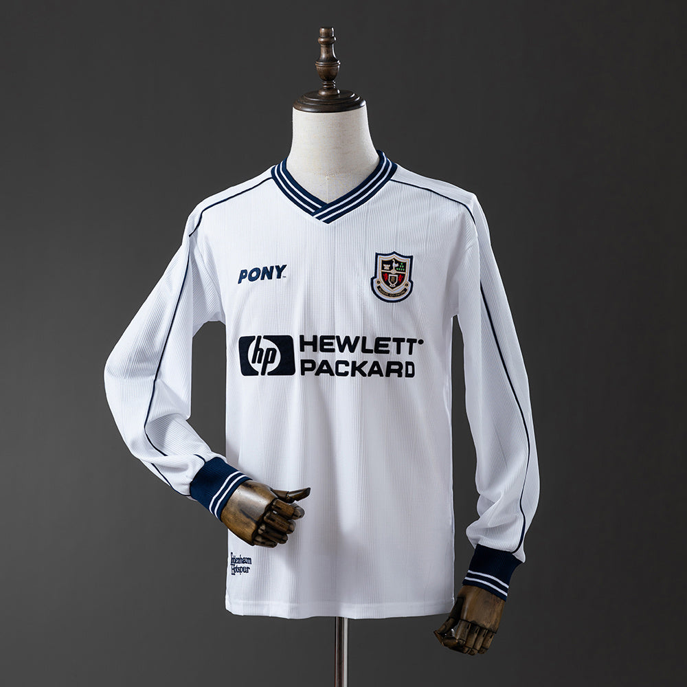 Tottenham Hotspur Principal Retrô Manga Longa Camisa 1999