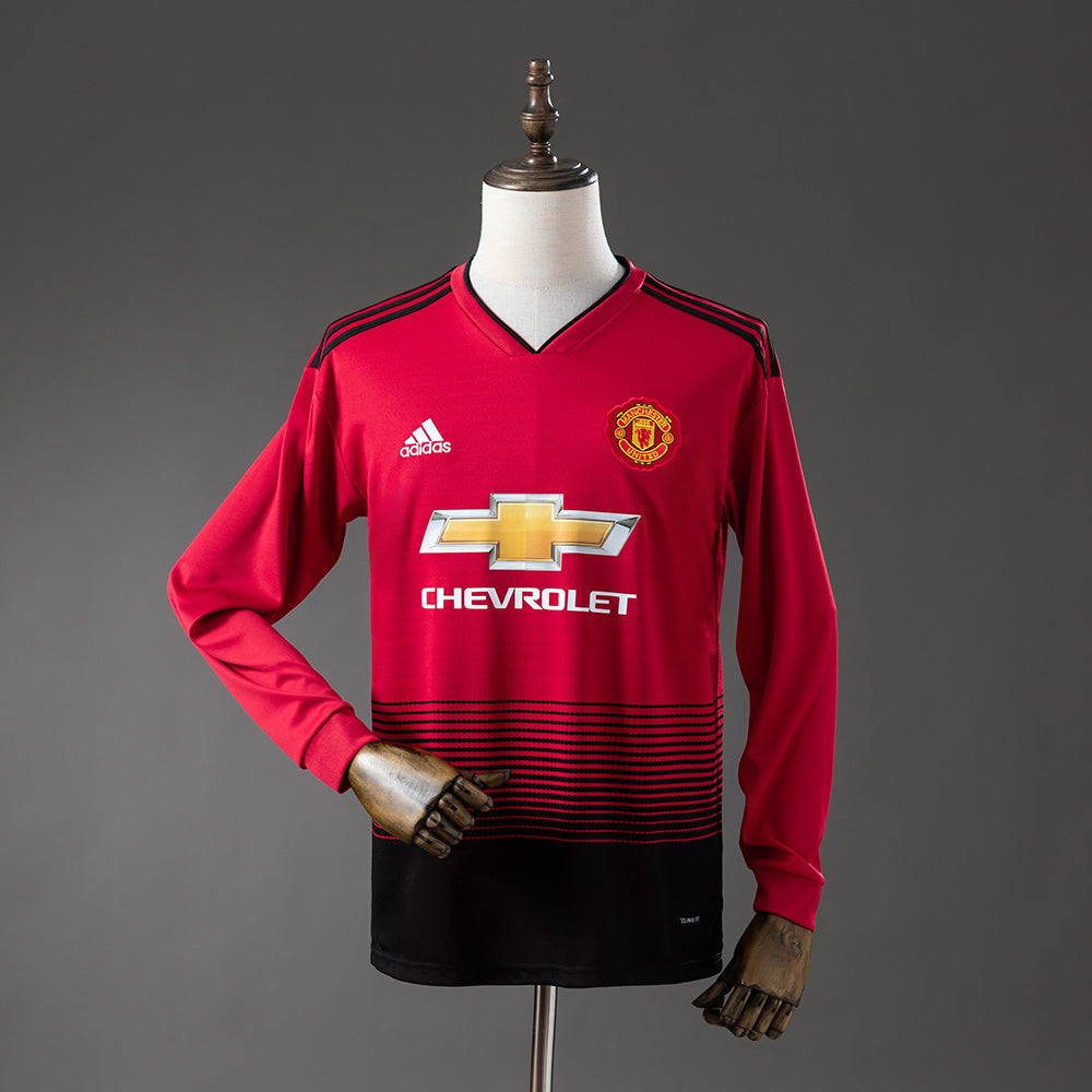 Manchester United Principal Retrô Manga Longa Camisa 18/19