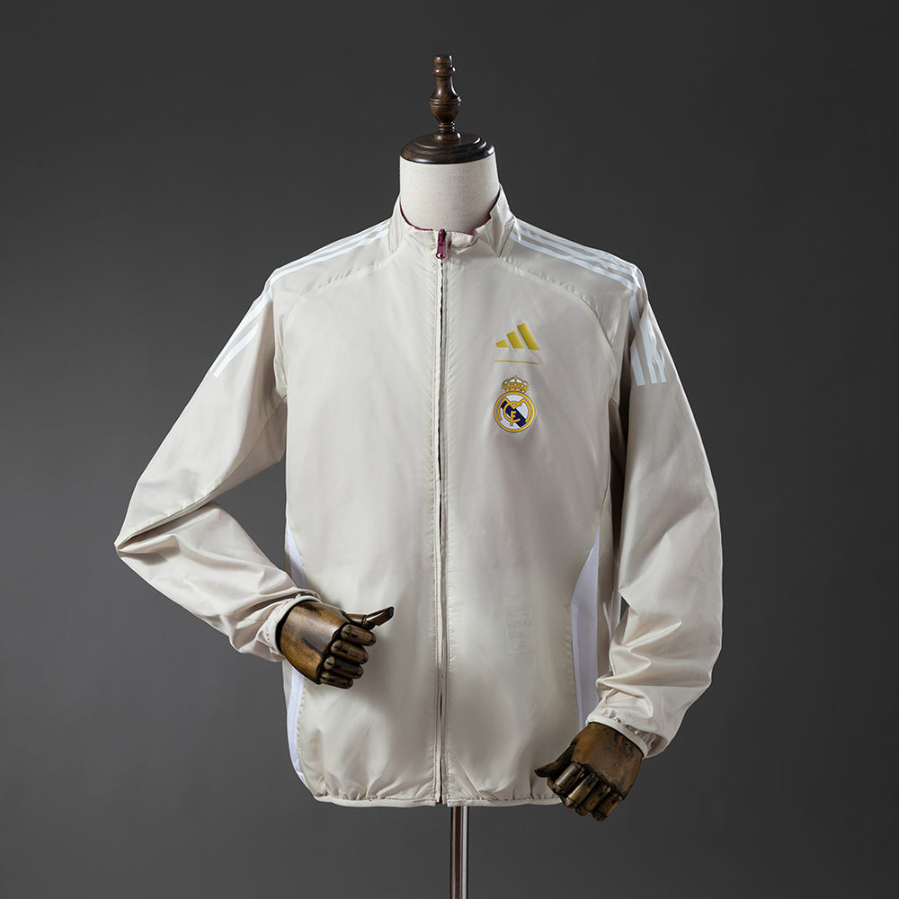 Real Madrid Reversible - Bege & Vermelho Corta Vento Jaqueta
