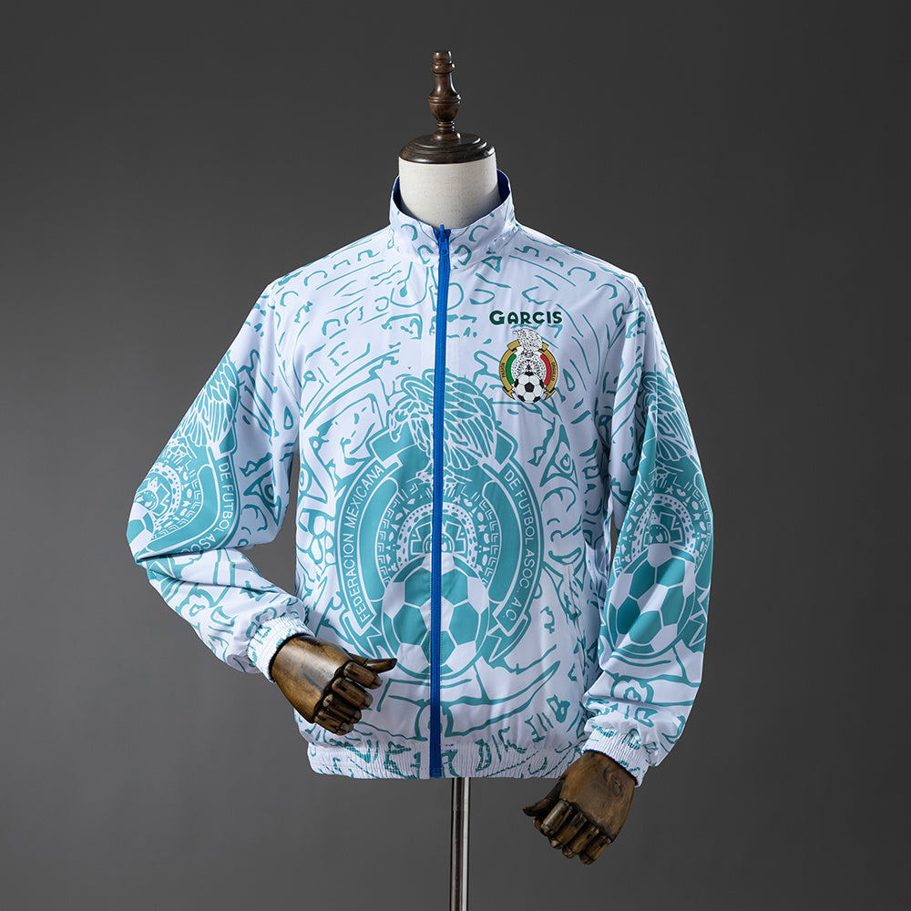México Reversível - Branco & Azul Corta Vento Jaqueta
