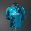 Real Madrid Secundária Terceira Retrô Manga Longa Versão Jogador Camisa 17/18