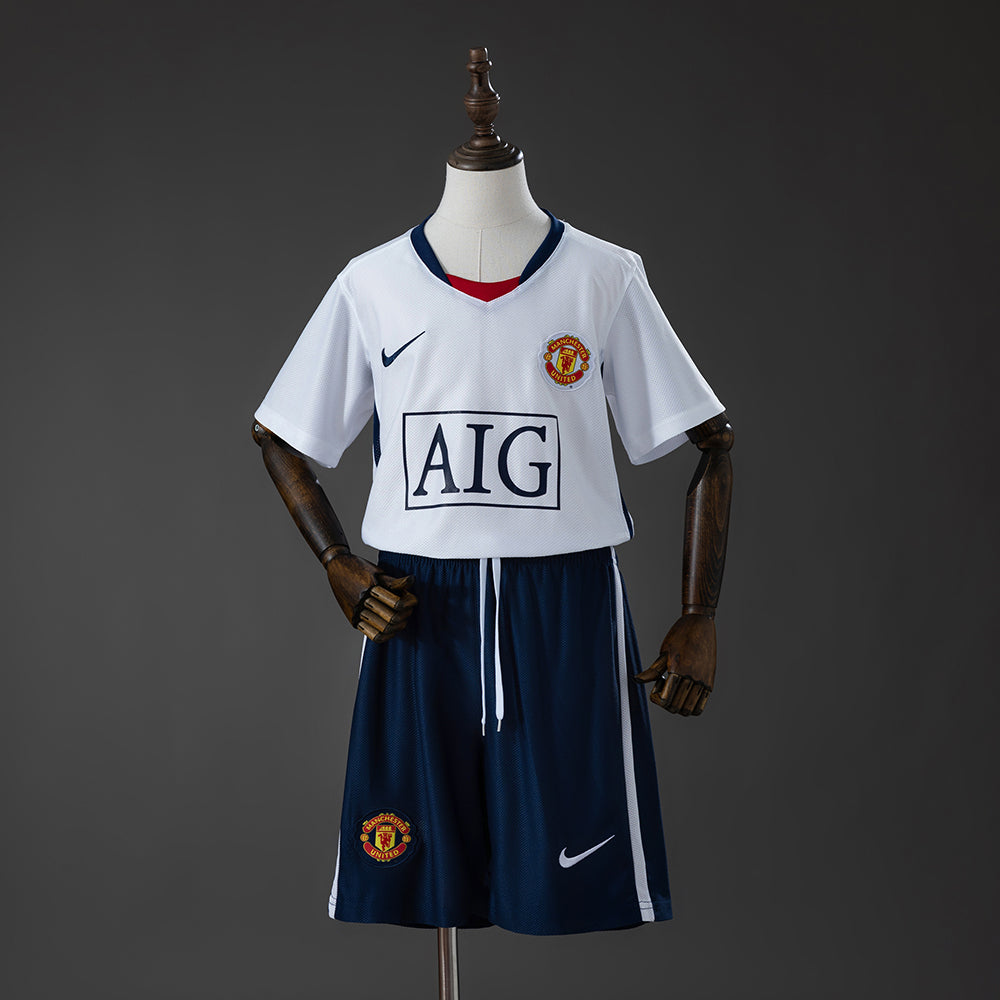 Manchester United 16-2 Secundária Infantil Kit Retrô Camisa 08/09