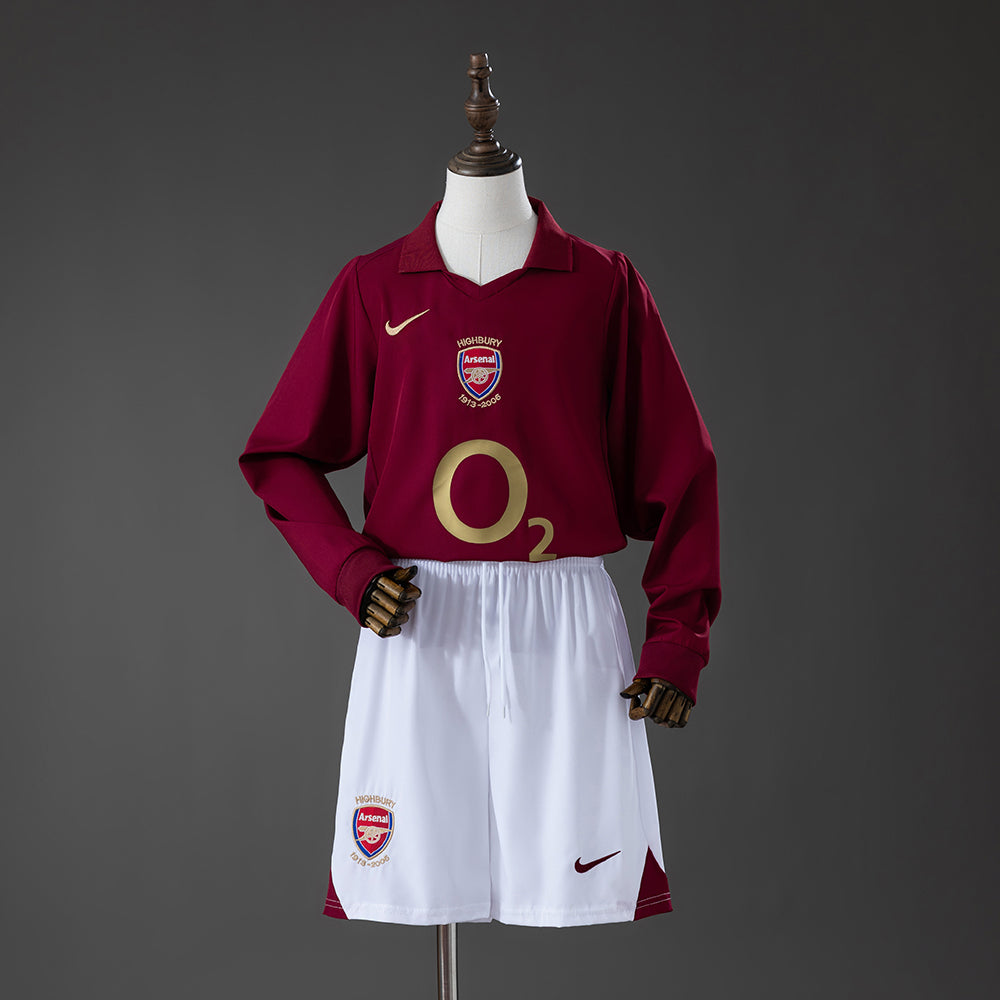 Arsenal Principal Infantil Kit Retrô Manga Longa Camisa 05/06