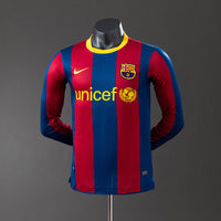 Barcelona Principal Retrô Manga Longa Versão Jogador Camisa 10/11