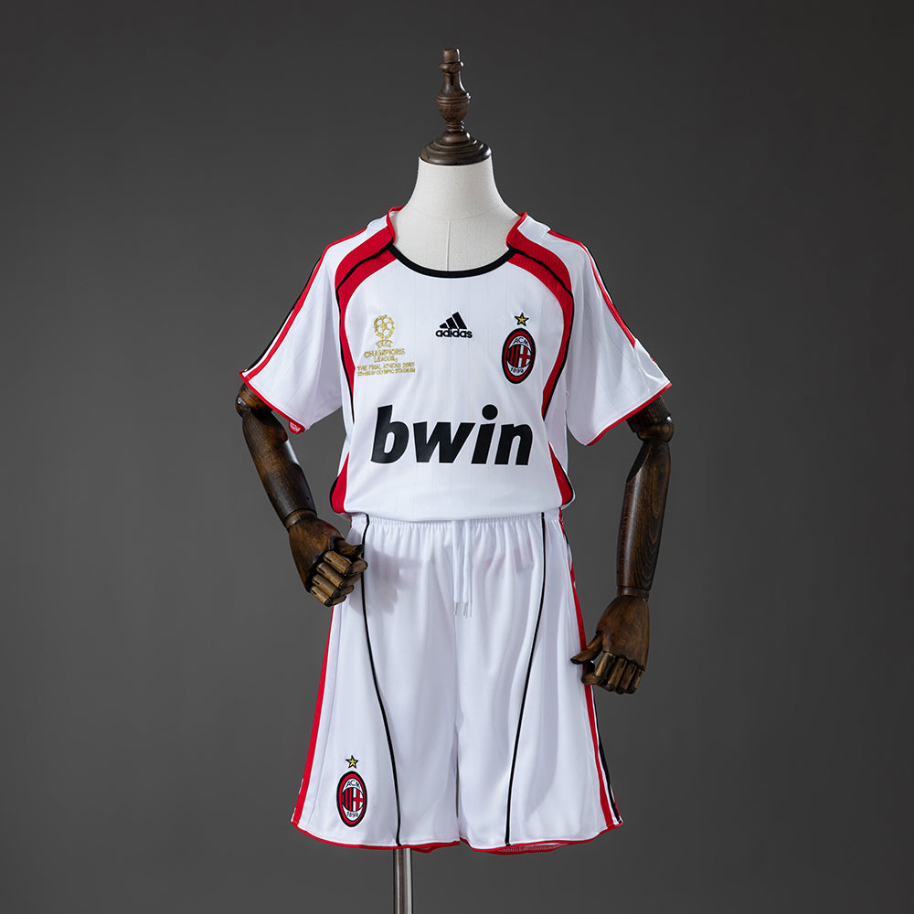 AC Milan Secundária Infantil Kit Retrô Camisa 06/07