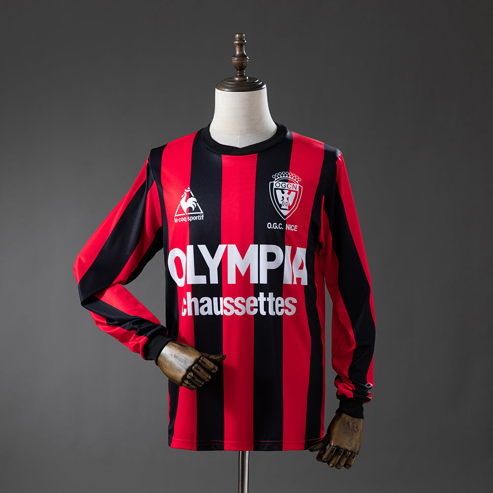 OGC Nice Principal Retrô Manga Longa Camisa 77/78