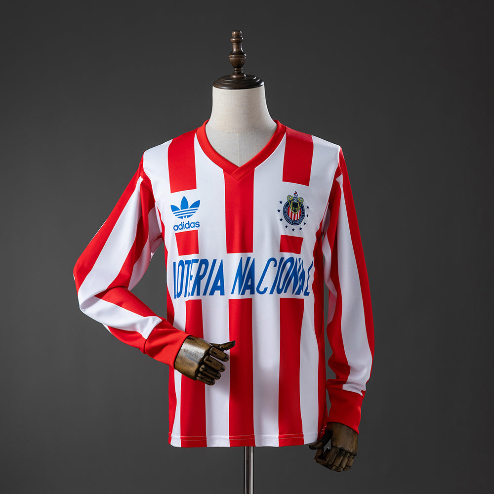 Chivas de Guadalajara Manga Longa Principal Retrô Camisa 91/92