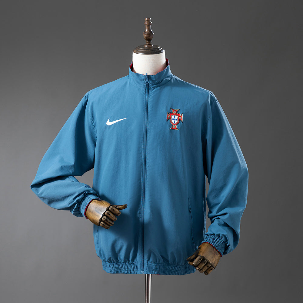 Portugal Reversível - Vermelho & Ciano Corta Vento Jaqueta
