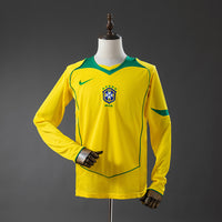 Brasil Long-Sleeved Principal Retrô Camisa 2004