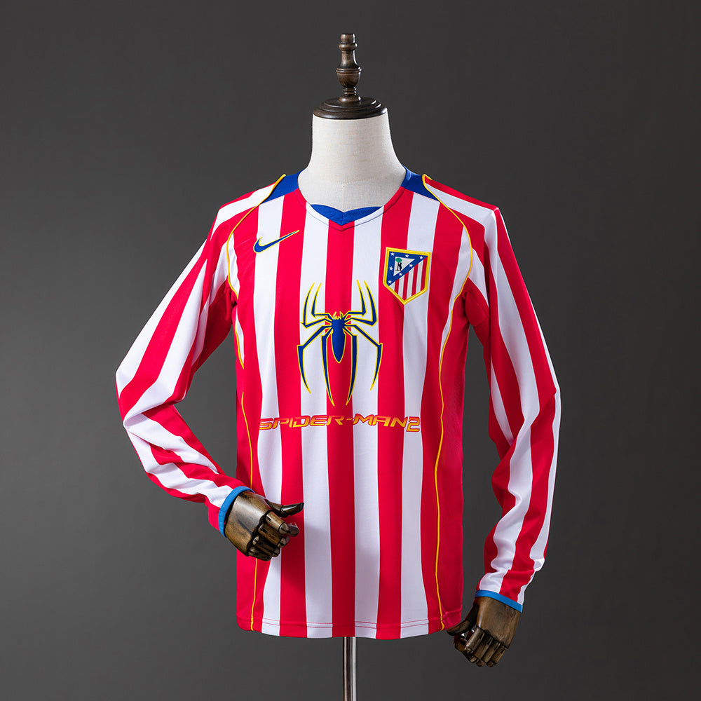 Atletico Madrid Principal Retrô Manga Longa Camisa 04/05