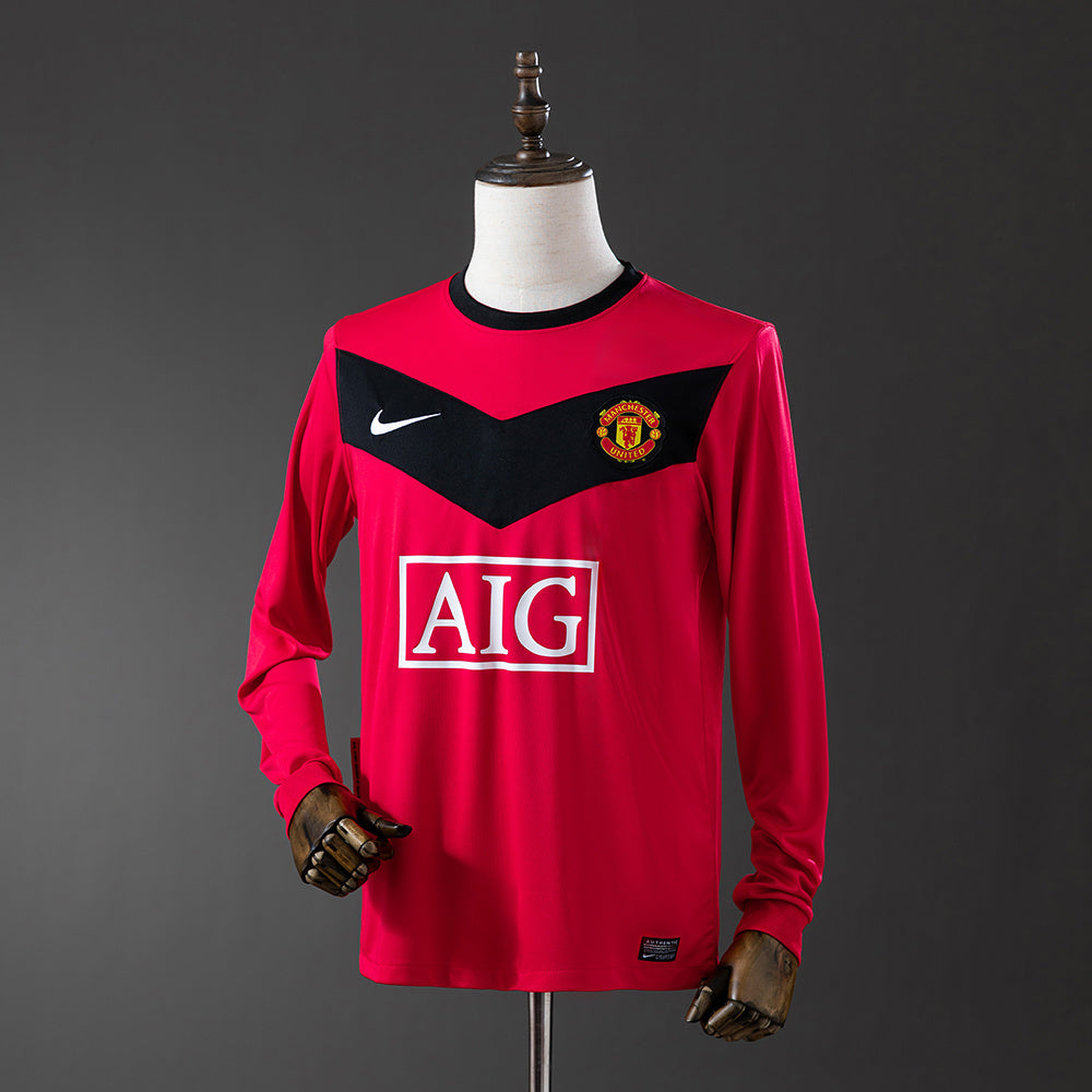 Manchester United Principal Retrô Manga Longa Camisa 2010