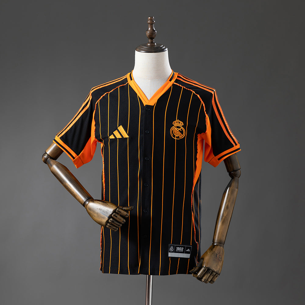 Real Madrid Baseball - Preto and Laranja Striped Camisa 25/26