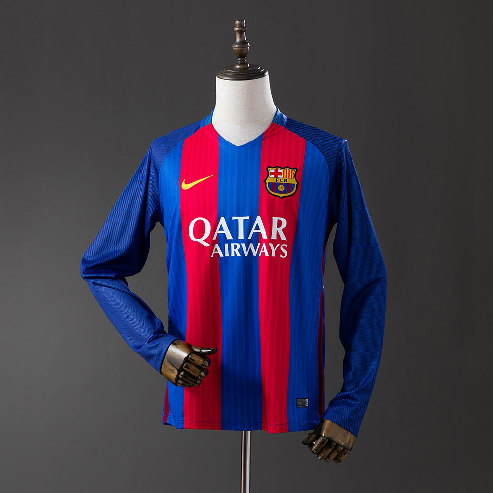 Barcelona Principal Retrô Manga Longa Camisa 16/17