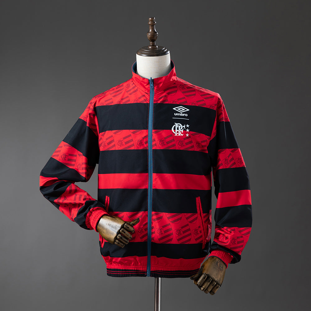 Flamengo Reversible - Vermelho & Ciano Corta Vento Jaqueta