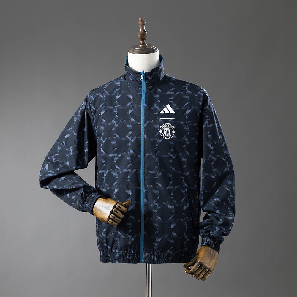 Manchester United Reversible - Azul&Preto Corta Vento Jaqueta