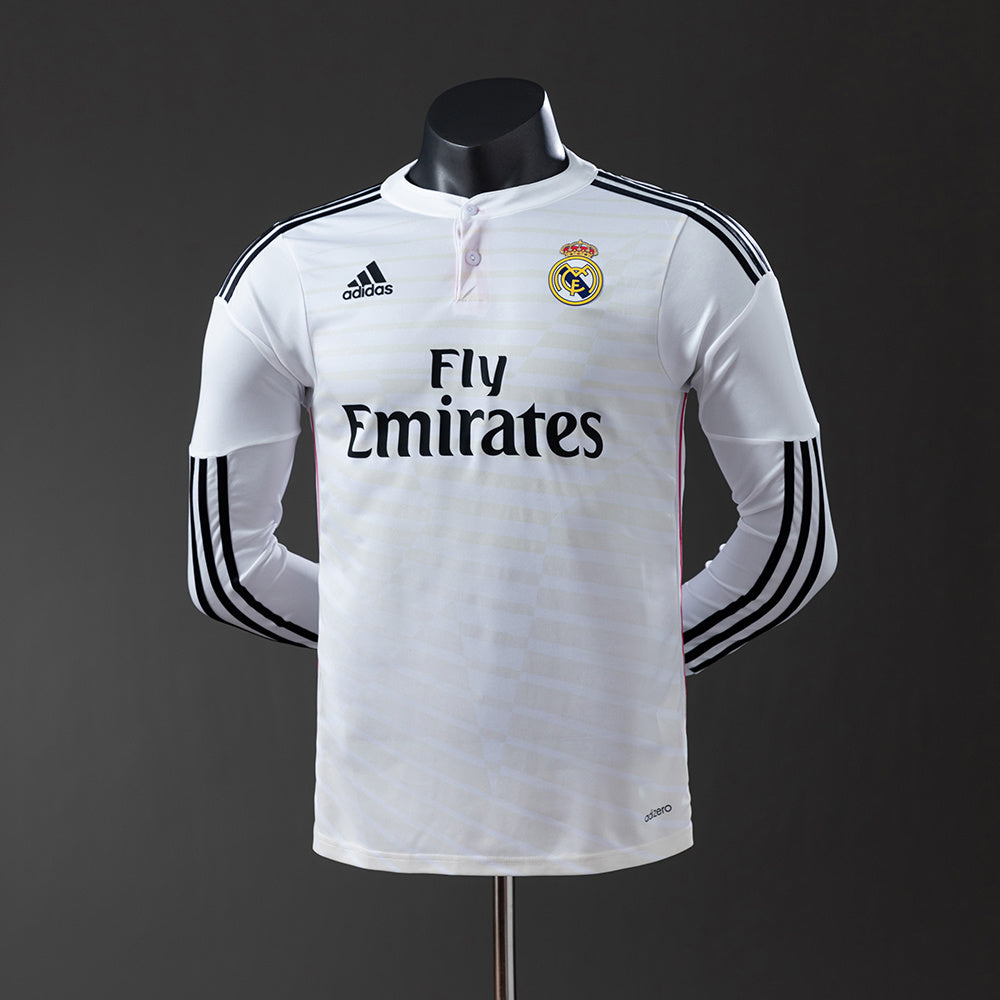 Real Madrid Principal Retrô Manga Longa Versão Jogador Camisa 14/15