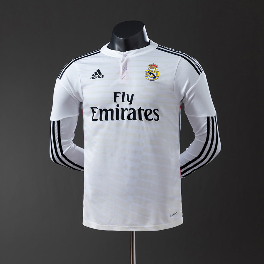 Real Madrid Principal Retrô Manga Longa Versão Jogador Camisa 14/15