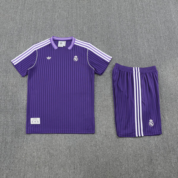 Conjunto Social Real Madrid Retrô Treino Manga Curta 25/26