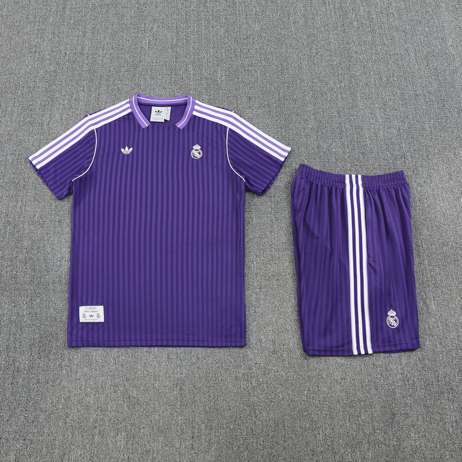 Conjunto Social Real Madrid Retrô Treino Manga Curta 25/26