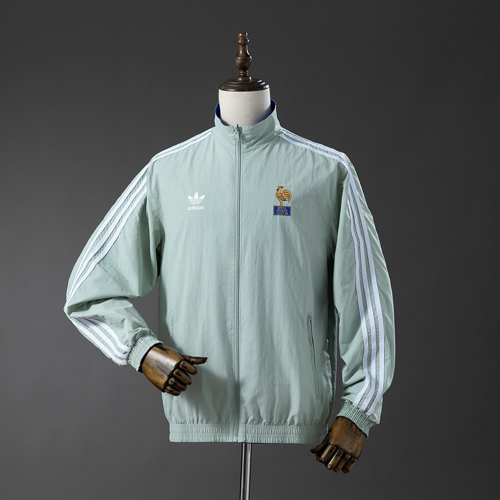 França Reversível - Azul & Verde Menta Corta Vento Jaqueta