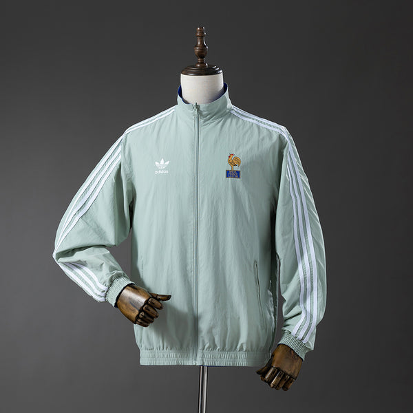 França Reversível - Azul & Verde Menta Corta Vento Jaqueta