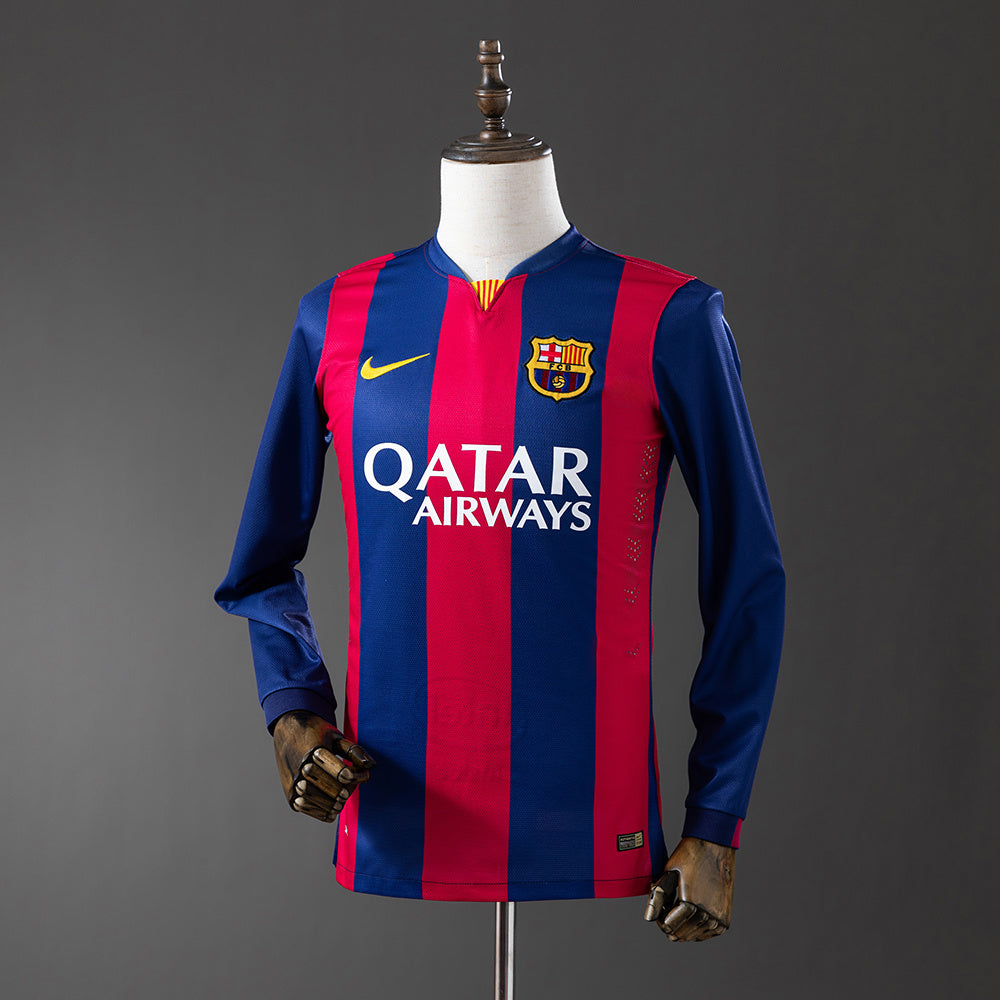 Barcelona Principal Retrô Manga Longa Camisa 14/15