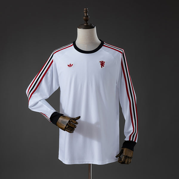 Manchester United Ícones de Arquibancada Branco Manga Longa Camisa