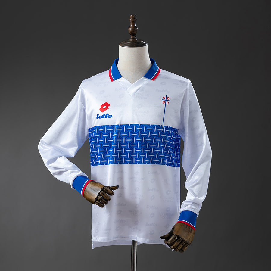 Universidad Catolica Principal Retrô Manga Longa Camisa 1996