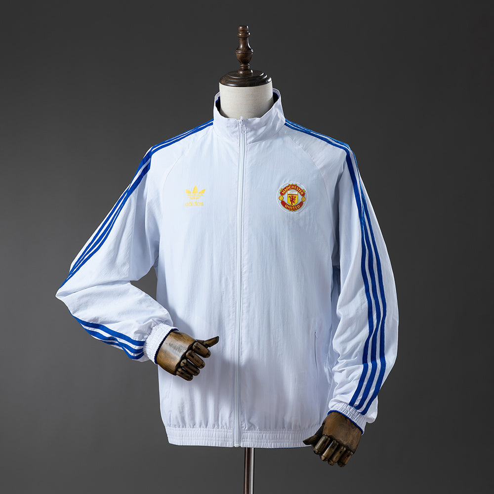 Manchester United Reversible - Branco & Azul Corta Vento Jaqueta
