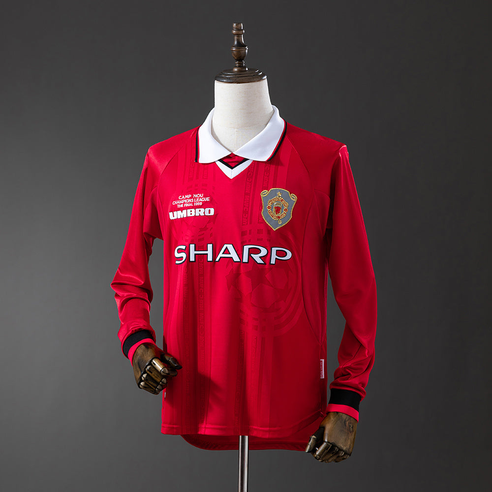 Manchester United Principal Retrô Manga Longa Camisa 99/00