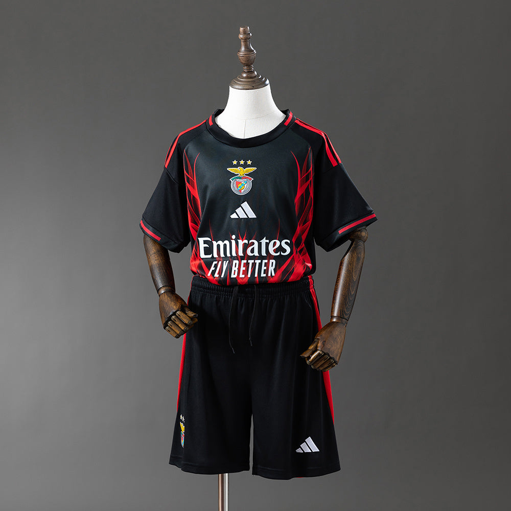 Benfica Preto : Infantil Kit Treino Camisa 25/26
