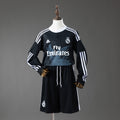 Real Madrid Secundária Terceira Infantil Kit Retrô Manga Longa Camisa 14/15