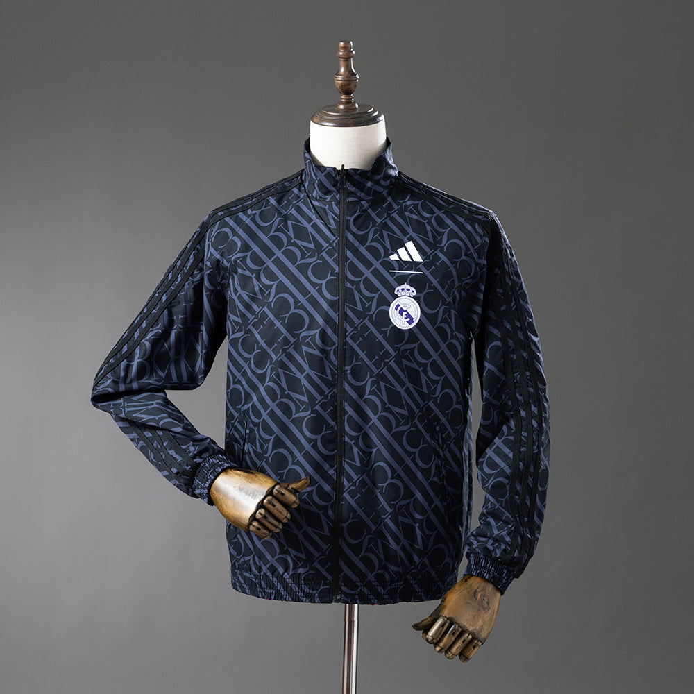 Real Madrid Reversible - Vermelho & Heiss Corta Vento Jaqueta