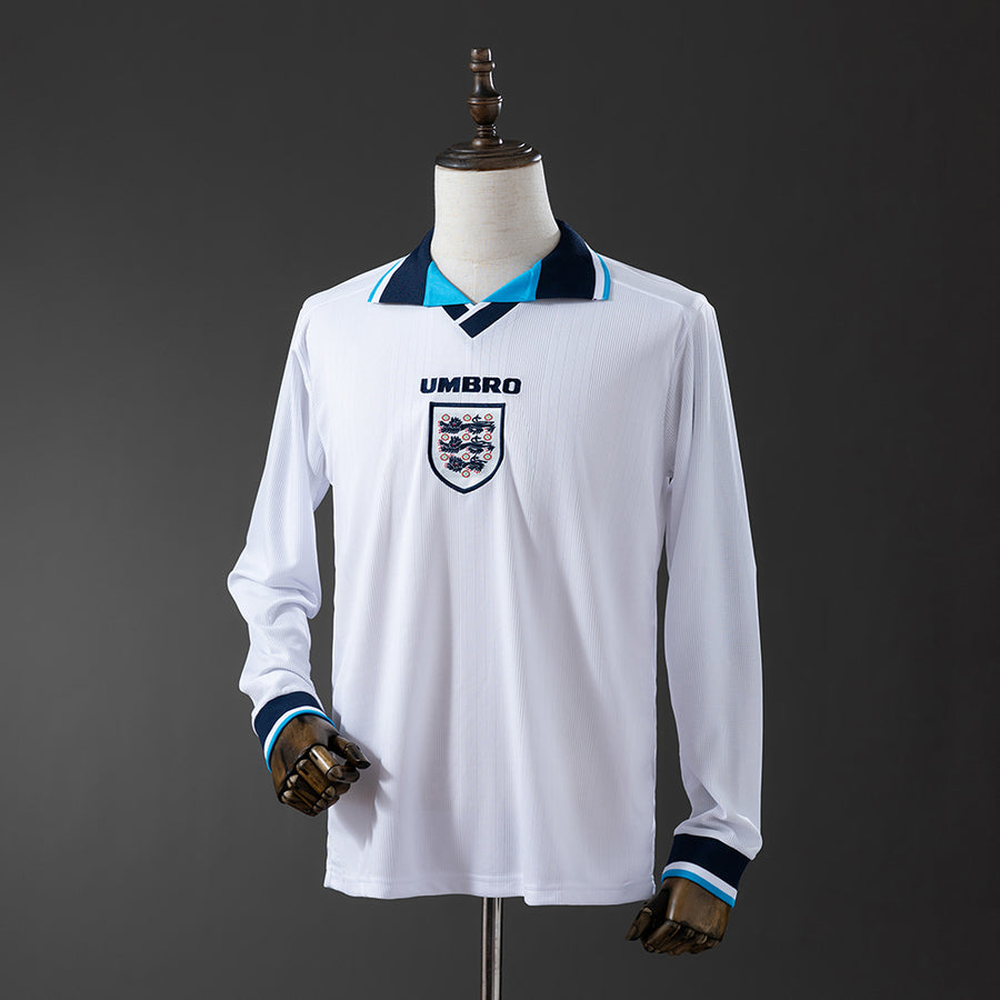 Inglaterra Principal Retrô Manga Longa Camisa 1996