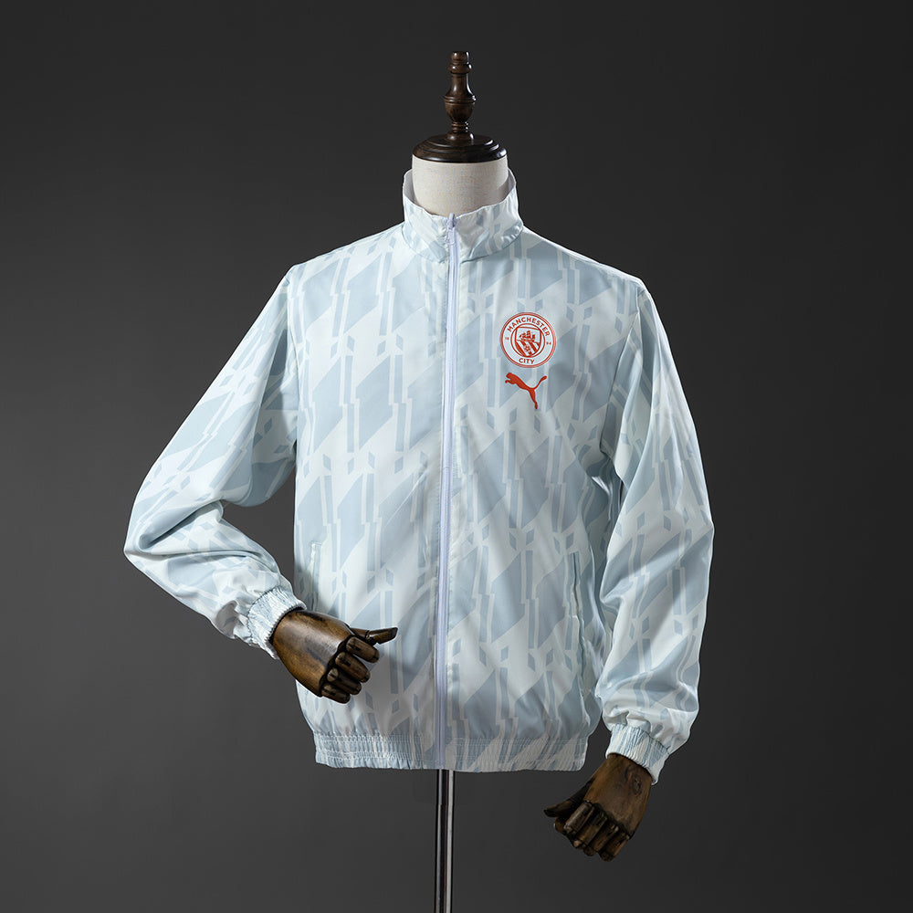 Manchester City Reversible - Branco & Verde Menta Corta Vento Jaqueta