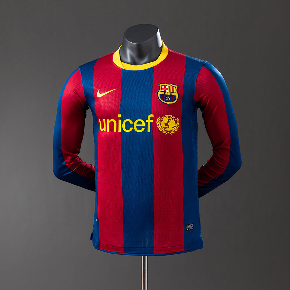 Barcelona Principal Retrô Manga Longa Versão Jogador Camisa 10/11