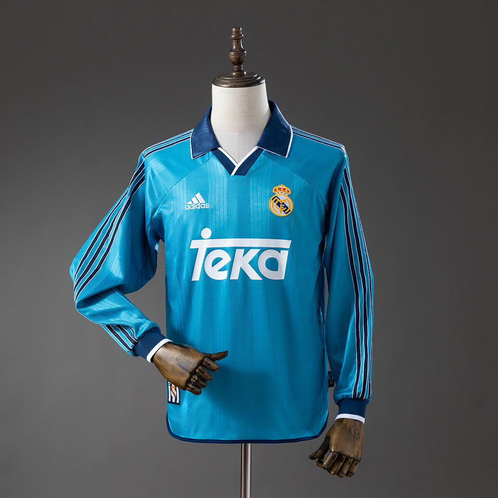 Real Madrid Manga Longa Secundária Terceira Retrô Camisa 99/00