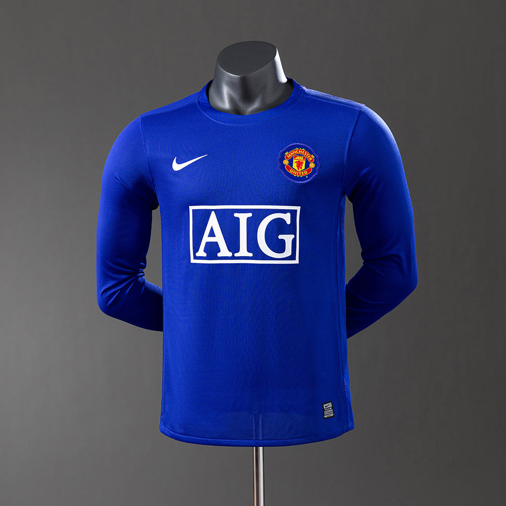 Manchester United Secundária Terceira Retrô Manga Longa Versão Jogador Camisa 08/09