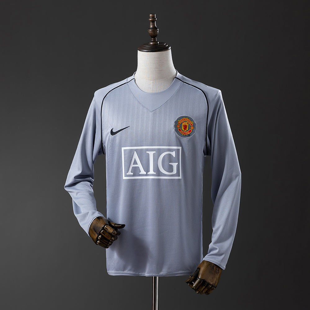 Manchester United Cinza Goleiro Retrô Manga Longa Camisa 2007