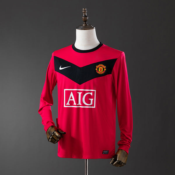 Manchester United Principal Retrô Manga Longa Camisa 2010