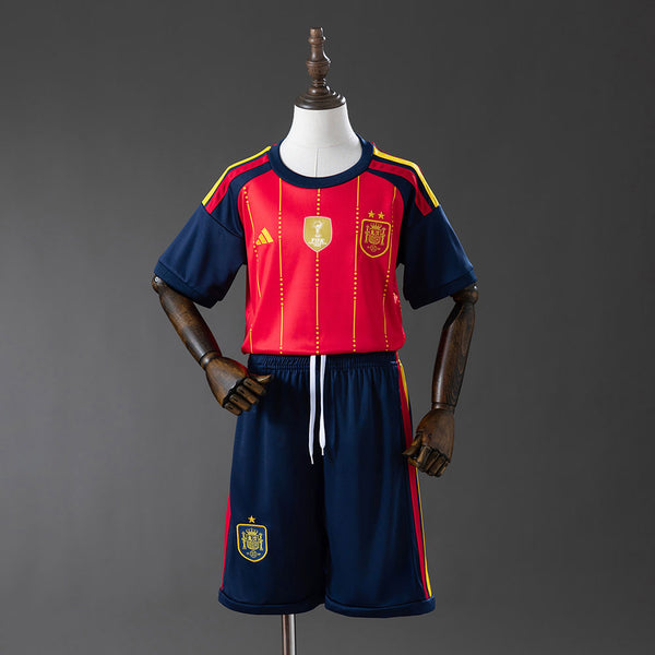 Espanha 2-Star Champion Edition Principal Infantil Kit Camisa 2028