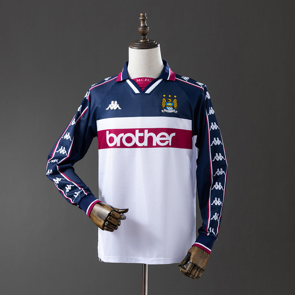 Manchester City Secundária Retrô Manga Longa Camisa 97/98