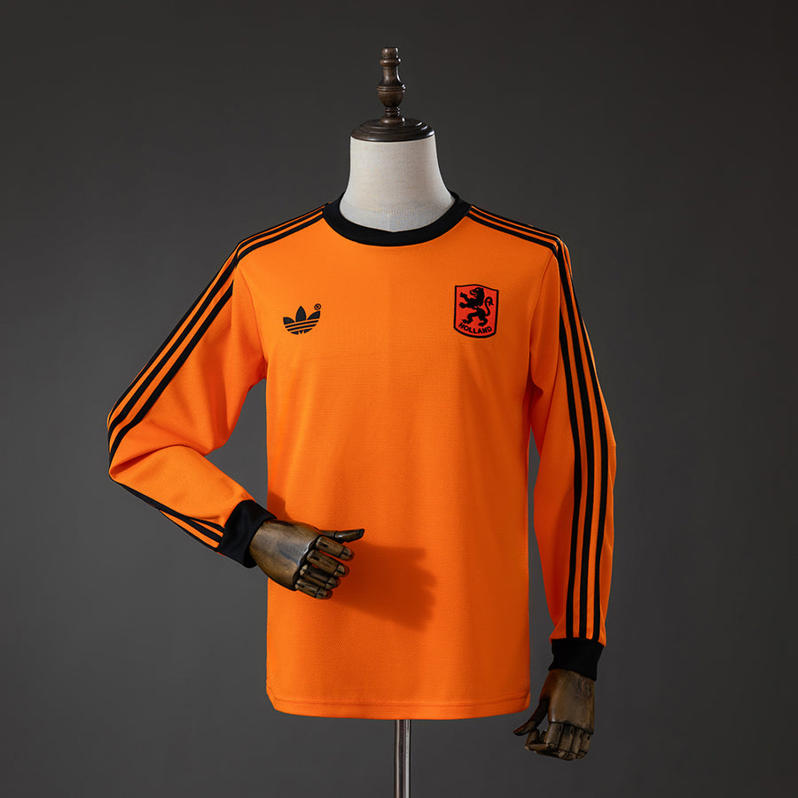 Holanda Long Sleeved Principal Retrô Camisa 1980