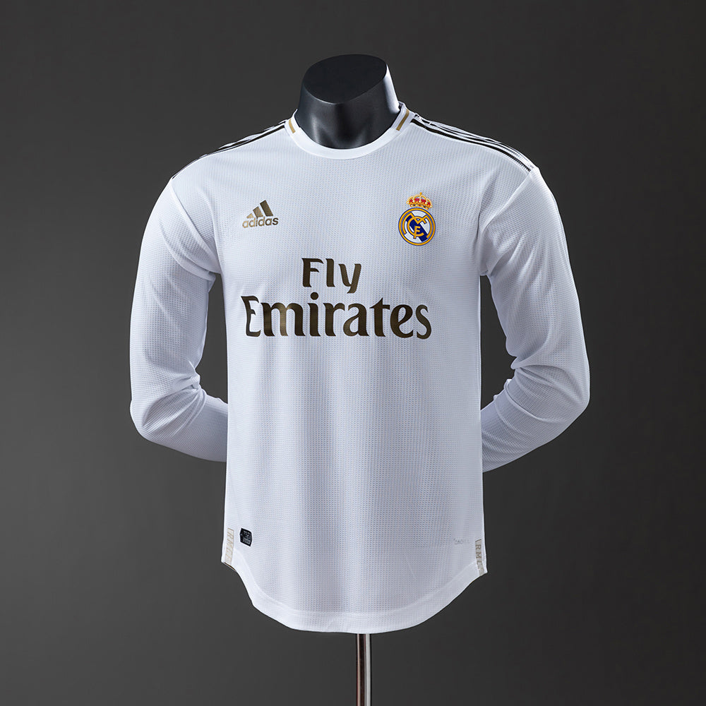 Real Madrid Principal Retrô Manga Longa Versão Jogador Camisa 1920