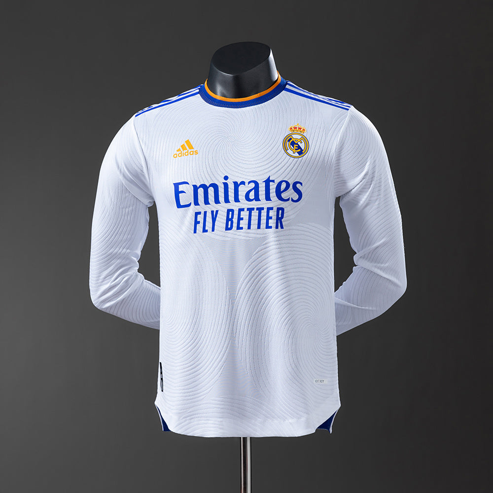Real Madrid Principal Retrô Manga Longa Versão Jogador Camisa 21/22