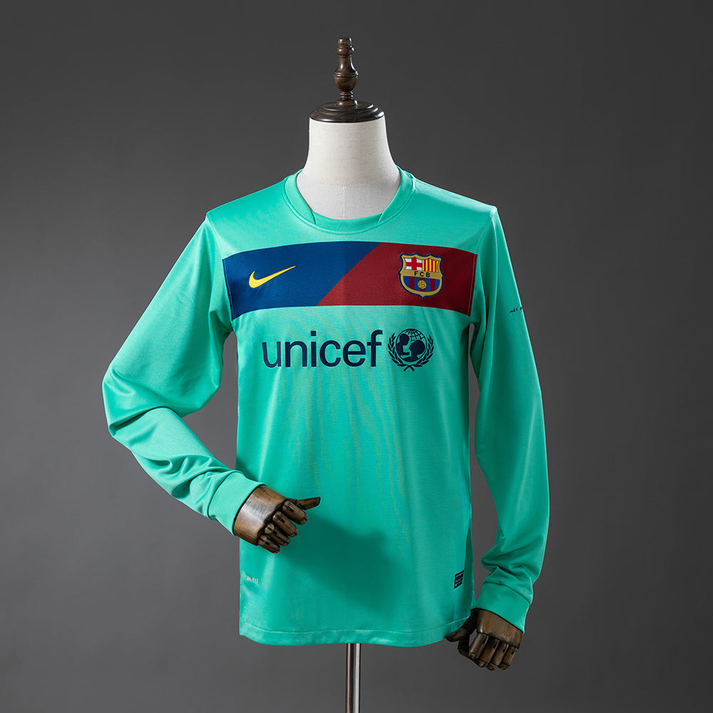 Barcelona Secundária Retrô Manga Longa Camisa 10/11