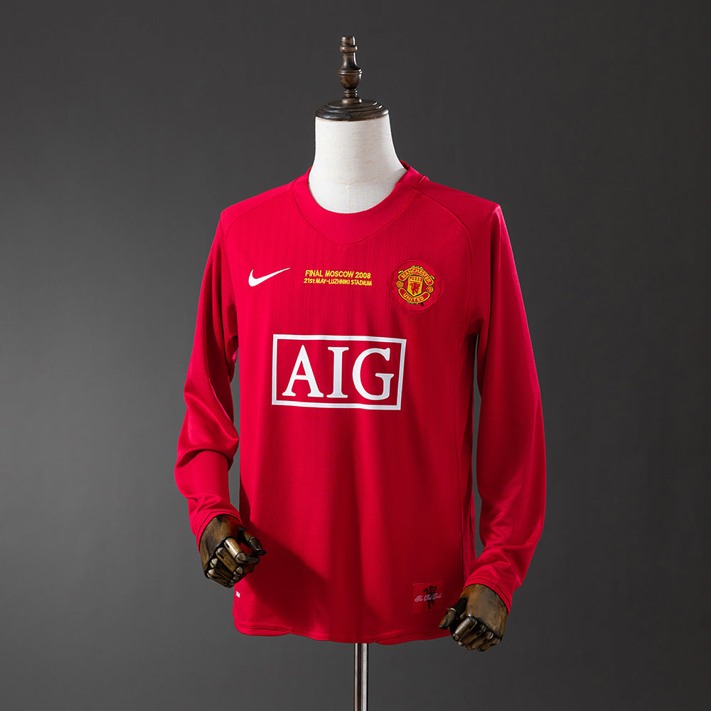 Manchester United Champions Versão Principal Retrô Manga Longa 07/08