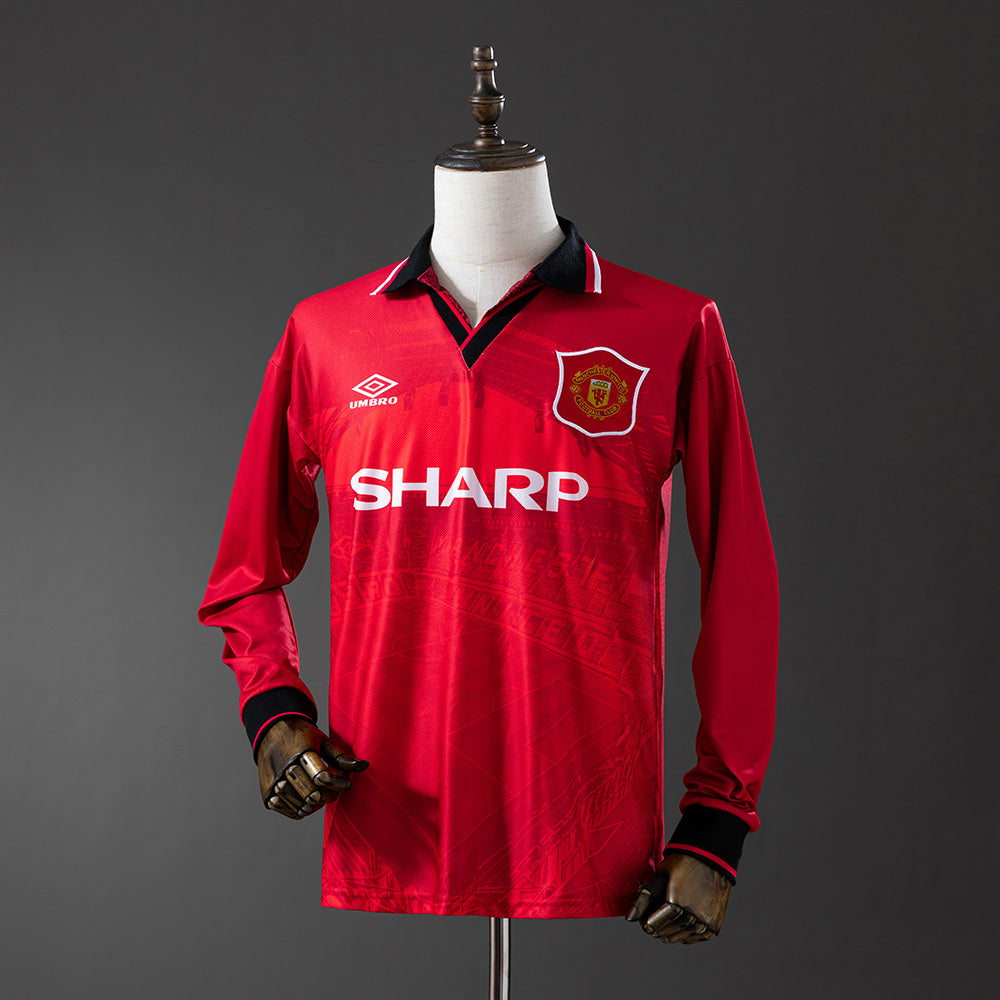 Manchester United Principal Retrô Manga Longa Camisa 1996