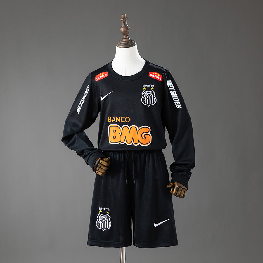 Santos Secundária Infantil Kit Retrô Manga Longa Camisa 12/13